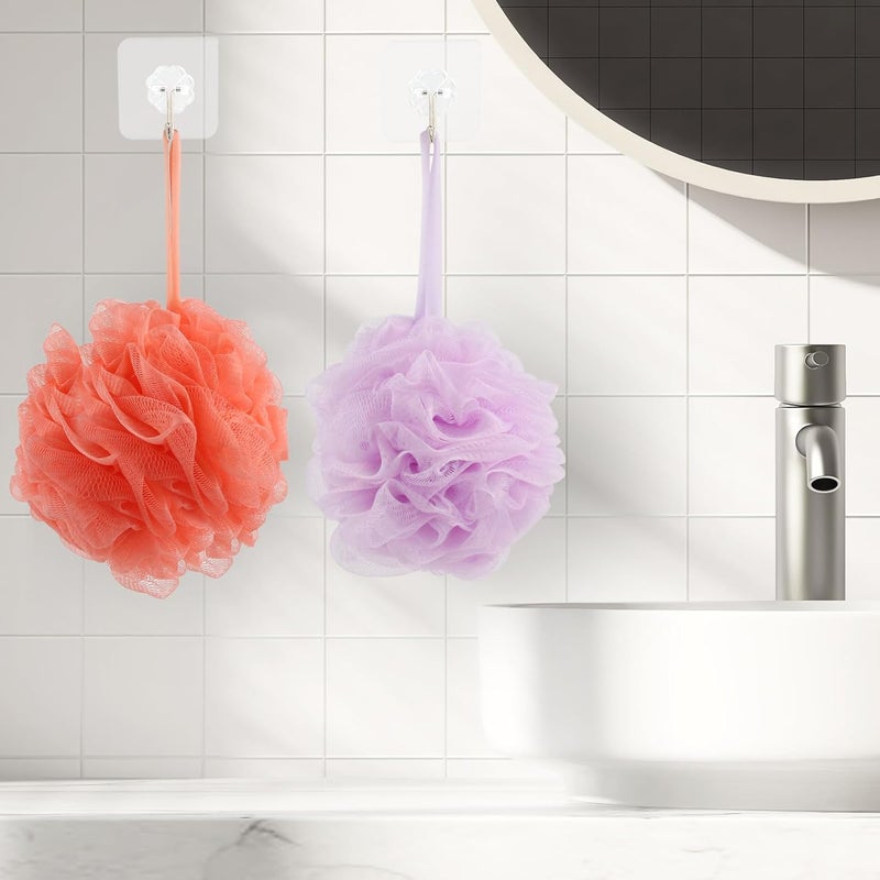 F-U Store Loofah Sponge Shower Loofahs 70g Bath Sponges Mesh Balls 4 Colors for Body Scrubber Exfoliator Wash Back Scrubber Bathroom Men Women - 4 Pack Scrubbers Cleaning Bathing Accessories - Image 5